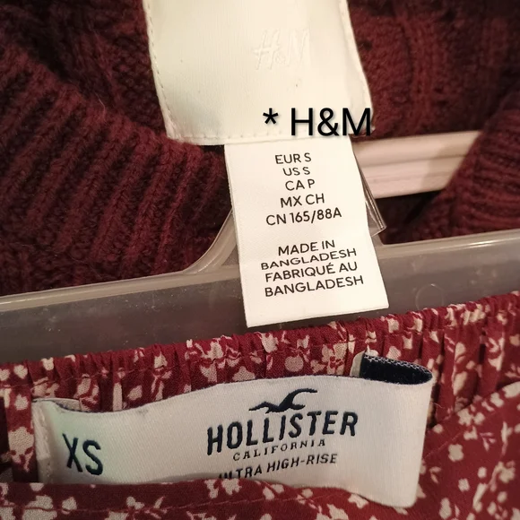 Hollister Burgundy Floral Skirt And Sweater Cardigan - Picture 2 of 7